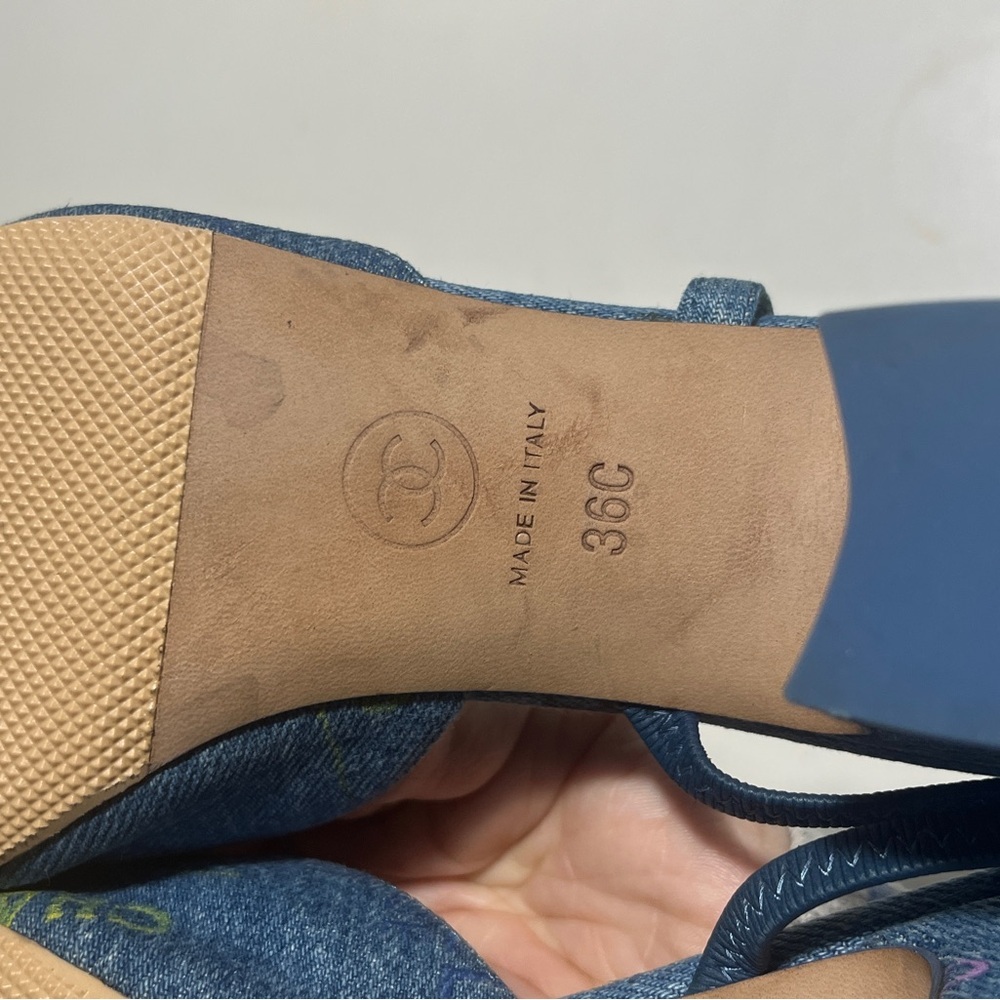 CHANEL Denim Blue Heels slingbacks - Picture 7 of 10